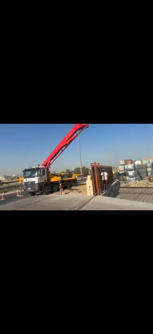Concrete pump on a construction site